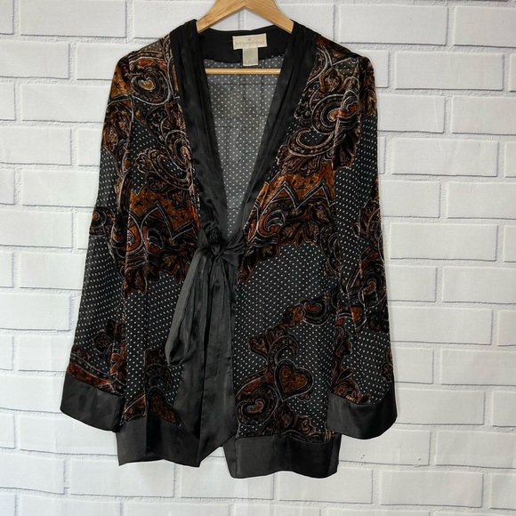 Soft Surroundings silk blend paisley print kimono size medium - Picture 2 of 9